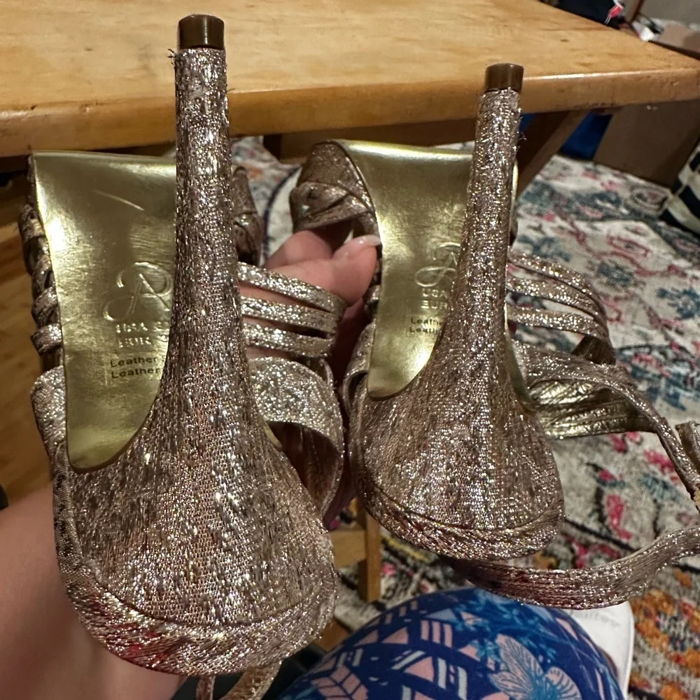 ADRIANNA PAPELL BECKA WEDDING GUEST SHIMMER PLATFORM SLINGBACK OPEN TOE SHOES 8